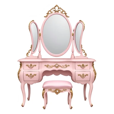 Vintage White rococo vanity with pastel pink details sticker