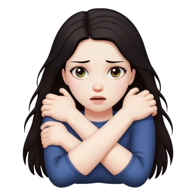 girl with crossed arms strangling herself  sticker