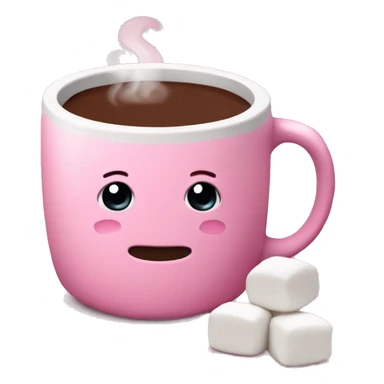 Pink mug with hot chocolate and marshmallows  sticker