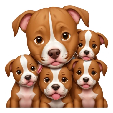 pitbull dog with its puppies sticker