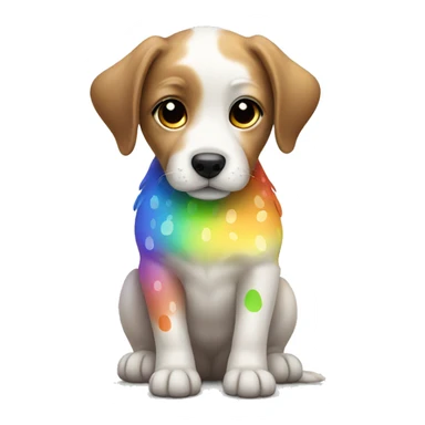 puppy with rainbow spots sticker