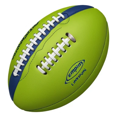American football with lime green leather and navy-blue stitching sticker