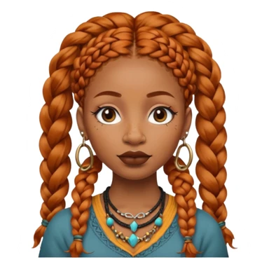 A black female with ginger boho braids and a nose piercing and septum piercing  sticker