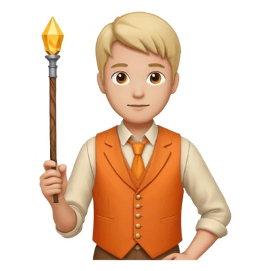 Draftsman in orange waistcoat holding a wand sticker
