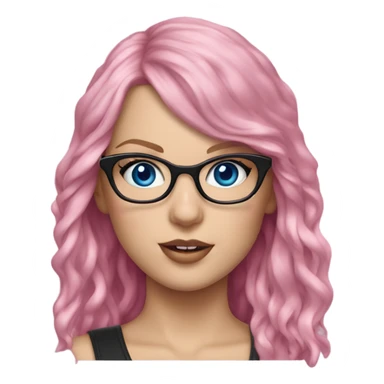 Hyper Realistic Taylor Swift blue eyes and glasses with pink hair  sticker
