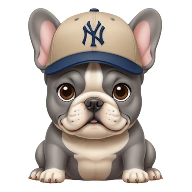 Gray French bulldog with cap New York Yankees  sticker