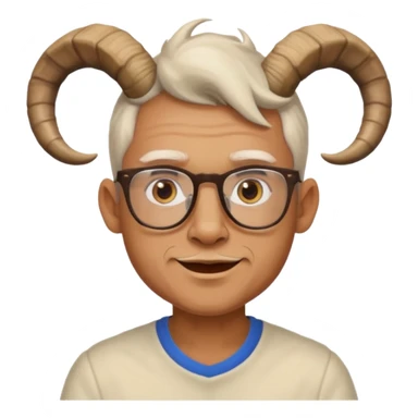 man with goat horn and eyeglasses sticker