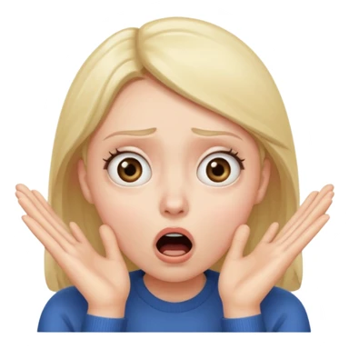 shocked face with fear expression for discovering parasites, wide open eyes, open mouth, hands on cheeks sticker