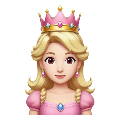 Princess Peach from Mario games with blonde hair, pink dress, crown sticker