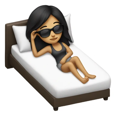 sleeping girl with sunglasses and  black hair sticker