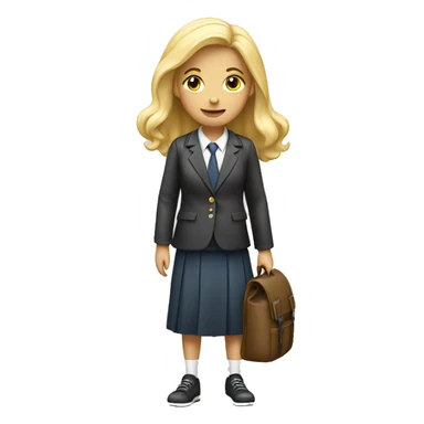 blonde schoolgirl with bag pack sticker