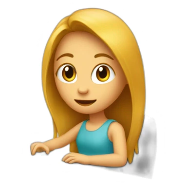 a girl sitting behind a computer, hacking it sticker