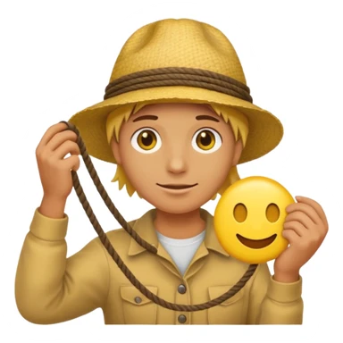 can you make a generic emoji of an individual (who works on a dock, but do not generate the dock itself) holding a rope neatly coiled in their hands? I do not want an emoji of a human person. Can it be a yellow emoji of a circular head like the original emojis? sticker