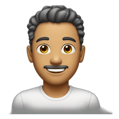 create white emoji, with short hair on the sides and short hair on top, with open eyes, long eyelashes and smiling, without brushes sticker