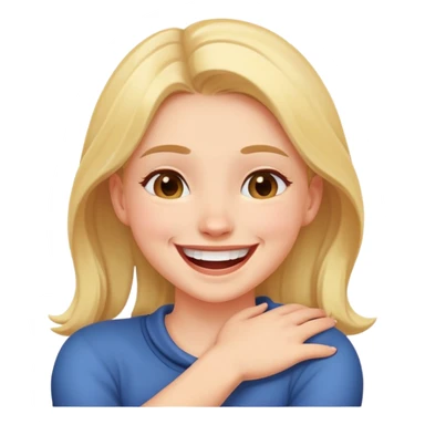 Girl crossing arms around neck laughing sticker