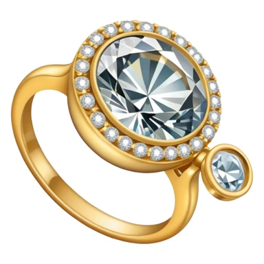 Create a bright, intricate, and elegant emoji that represents jewelry making and craftsmanship. The design should feature a combination of elements like a diamond, a delicate ring, and a jeweler's tool (e.g., a magnifying loupe or small hammer). Use a sparkling effect to emphasize luxury, with gold and silver tones. The emoji should be visually striking and convey creativity, precision, and beauty. Make the background transparent. sticker