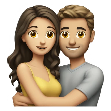 caucasian brunette couple hugging sticker