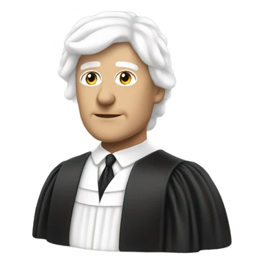 white UK judge upper body white wig at an angle  sticker