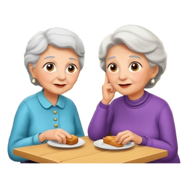 conversación dentro de un restaurant  dos personas y una de las persoans sea una abuela sticker