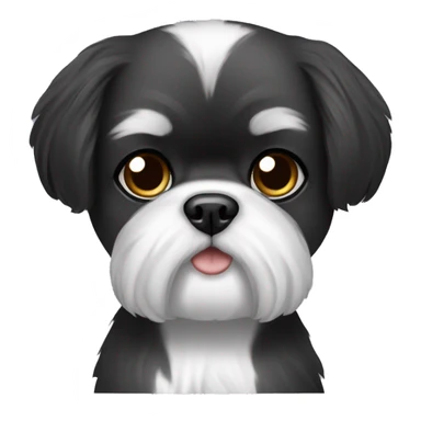 My dog is a Shih Tzu with black and white fur, a round face, and cute eyes. Can you make an emoji that looks like her? sticker