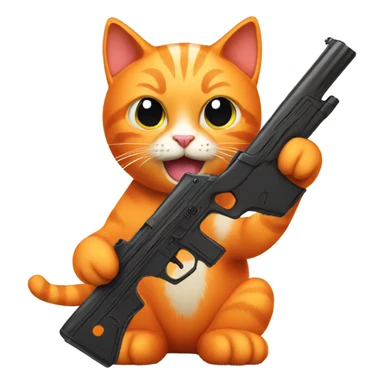Orange cat with a gun sticker