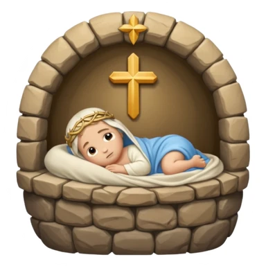A true depiction of baby Jesus laying in a stone manger  sticker