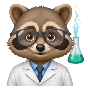 raccoon wearing lab coat and glasses, scientist raccoon sticker
