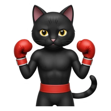 Black cat with boxing gloves sticker