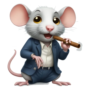 Rat smoking a cigar with broken leg sticker