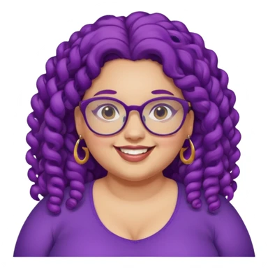  glassess and purple curly long haired fat girl earrings beautiful sticker