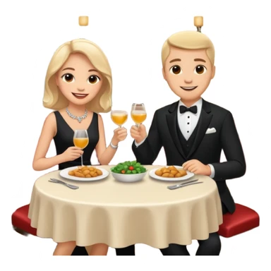 ligth couple having dinner at a restaurant full body sticker