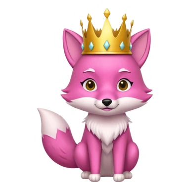 Pink fox character with crown sticker