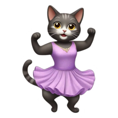 dancing cat in a dress sticker