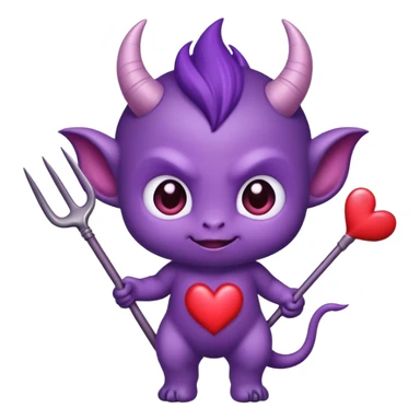adorable baby demon with a tiny pitchfork and heart-shaped tail sticker