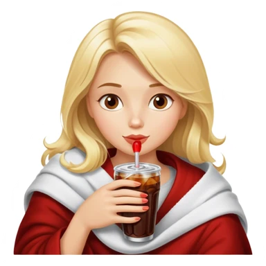 Blonde model cozy in blanket sipping diet cola sticker