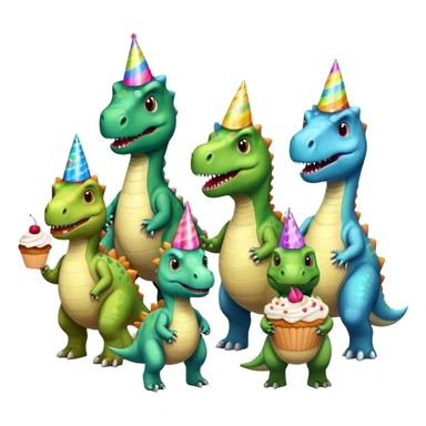 office dinosaurs in office clothes celebrating birthday sticker