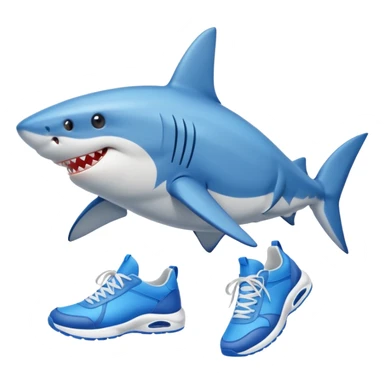 un tiburon con zapatos tenis azules sticker