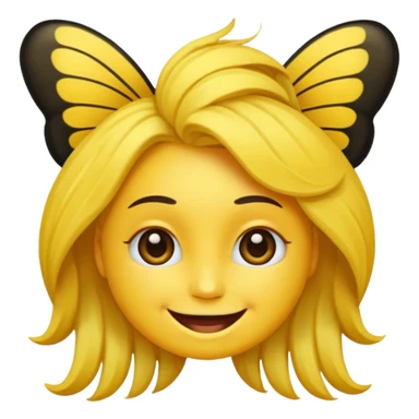 Emoji sourire avec un nœud papillon dans les cheveux sticker