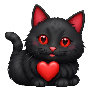 Magic cat with happy red heart with a late sticker