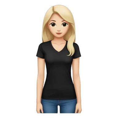 black women's V-neck t-shirt, fitted feminine cut, only the garment, no human form, simple clothing item on white background sticker