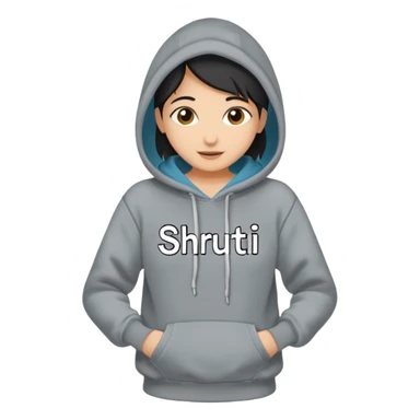Make a hoodie with shruti written on it with exact spelling and only hoodie without model sticker