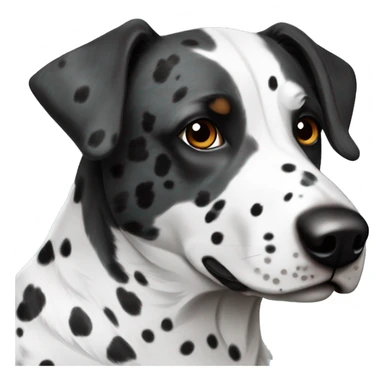 Blue heeler and German pointer with floppy ears black and white spots sticker
