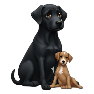 black dog breastfeeding puppies sticker