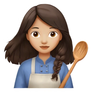 Long haired Asian girl baking  sticker