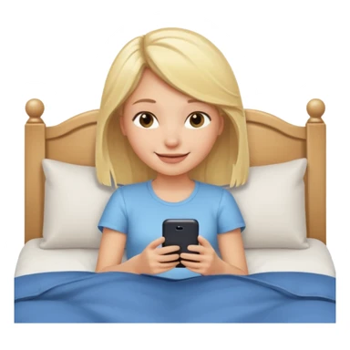 girl texting on bed sticker