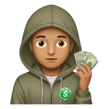 hoodied guy making money sticker