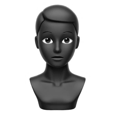 Minimalistic flat vector icon, iOS style, thin black contour on white background. Matte black mannequin in front of in 3D monochrome style. sticker