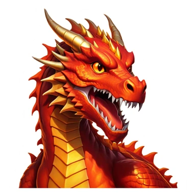 cinematic-noble-fierce-fire-dragon-portrait-emoji,-poised-and-imposing,-with-a-muscular,-scaled-body-ablaze-in-fiery-hues-of-crimson,-molten-orange,-and-molten-gold,-and-intense,-burning-eyes-that-mirror-the-heart-of-a-volcano;-rendered in detail sticker