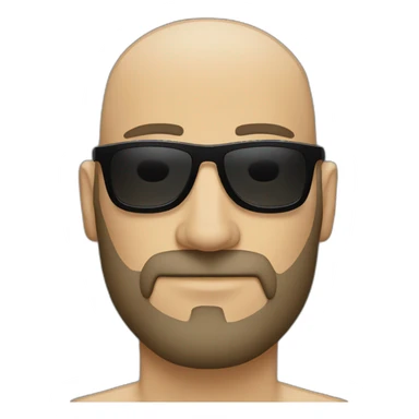 Bald man with beard and black sunglasses. Not smiling. sticker