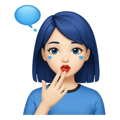 A human girl with blue black hair blowing kisses sticker